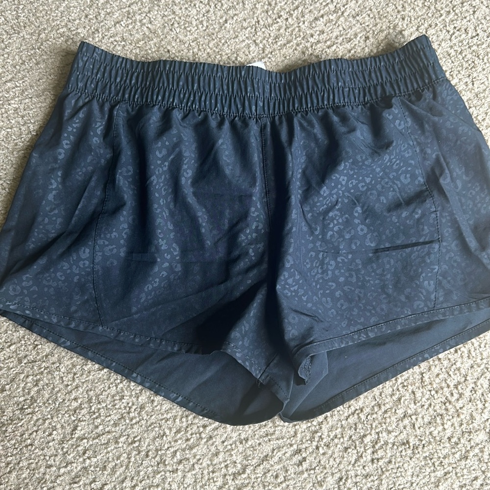 Black leopard print shorts